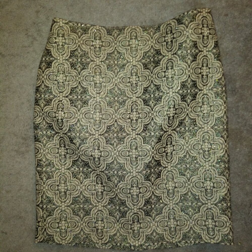 Talbots straight metallic brocade skirt 10P